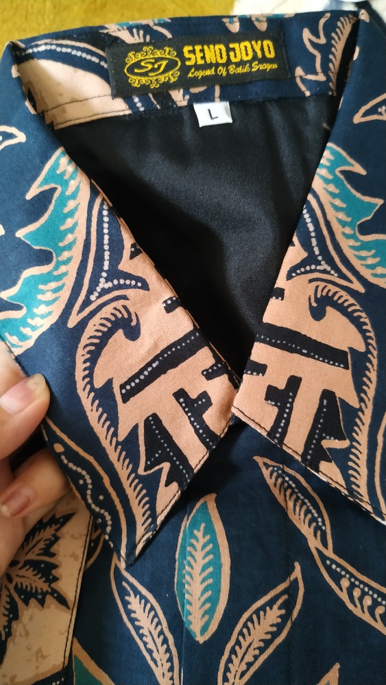 Kemeja Batik Pria Lengan Panjang Mahardika Navy Full Furing Baju Hem Atasan Premium Modern Katun