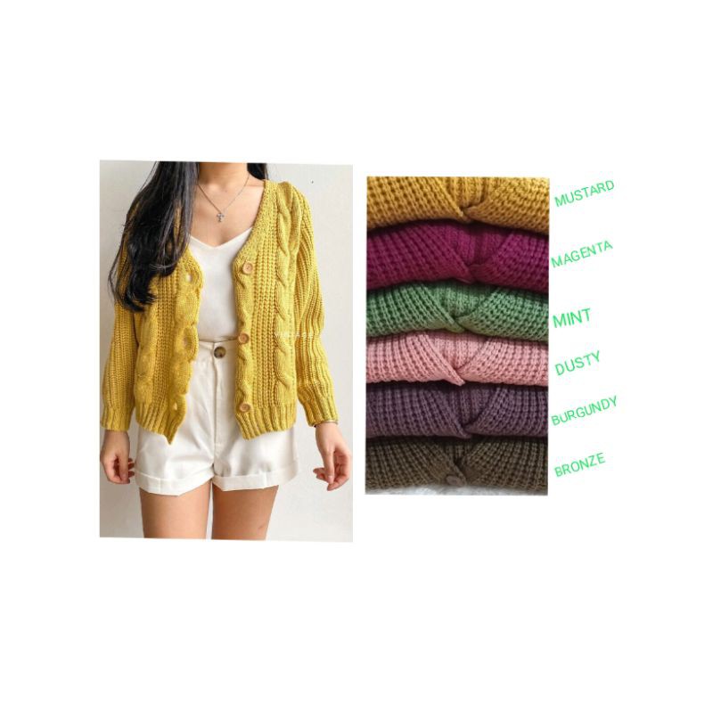 OUTER RAJUT CABLE 3GET SUPER PREMIUM/CARDIGAN RAJUT TEBAL/CARDIGAN WANITA OVERSIZE-1