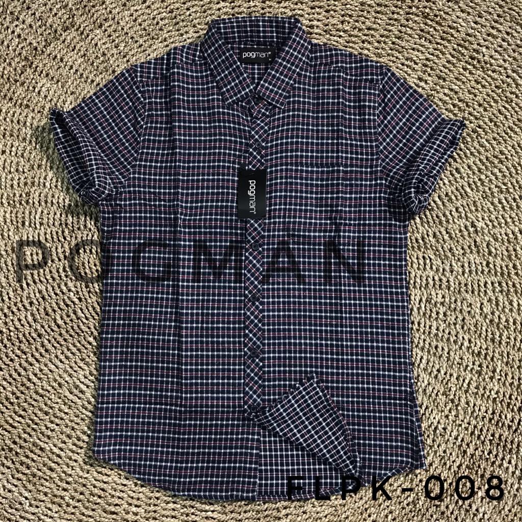 kemeja pria flanel POGMAN lengan pendek bahan premium
