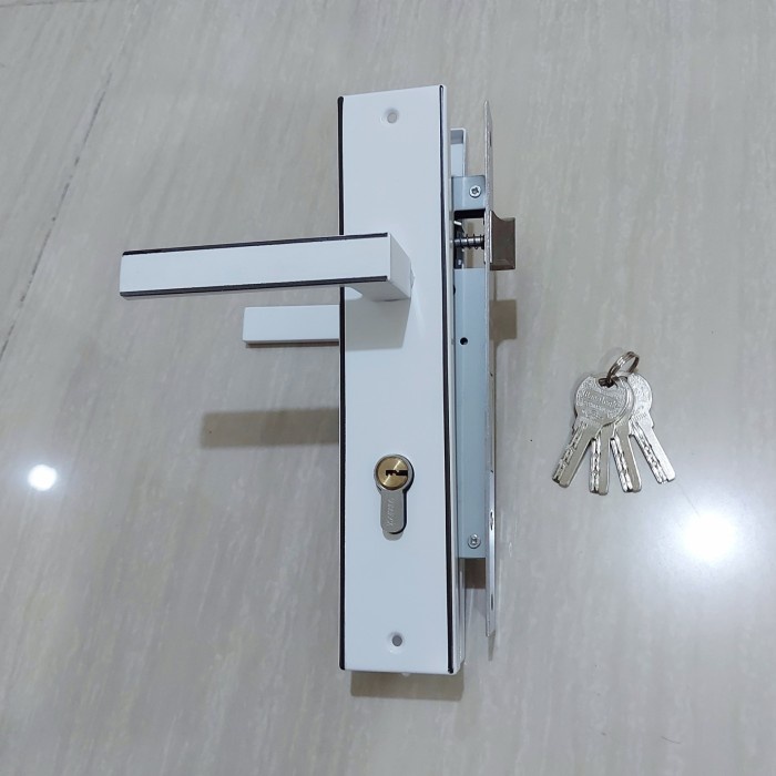 Kunci Pintu - Handle Kunci Pintu Rumah Besar White Putih Minimalis