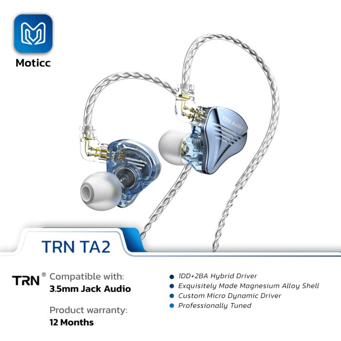 TRN TA2 with Mic 3 Driver Units In Ear Earphone Hybird Headphone HIFI