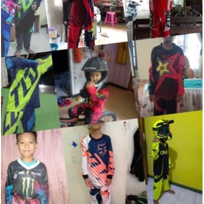 ✫ Setelan Anak Motor Cross / Baju Motor Cross Anak / Jersey Motocross Anak / Jersey Sepeda anak ☇