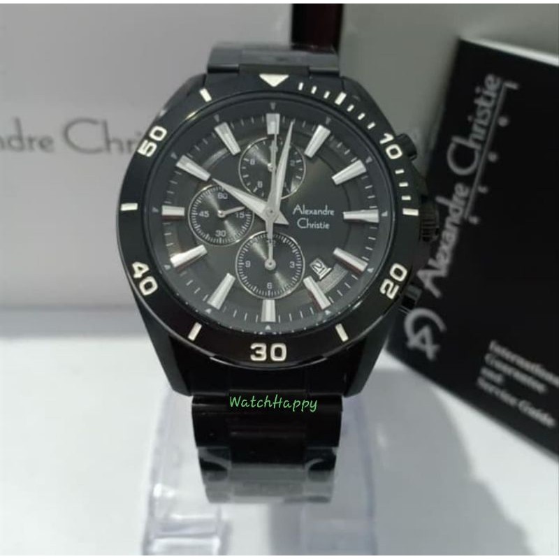 Alexandre Christie AC 6525 MC AC6525 MC 6525MC 6525 MC Mens Full Black Crono 100%Original Bergaransi