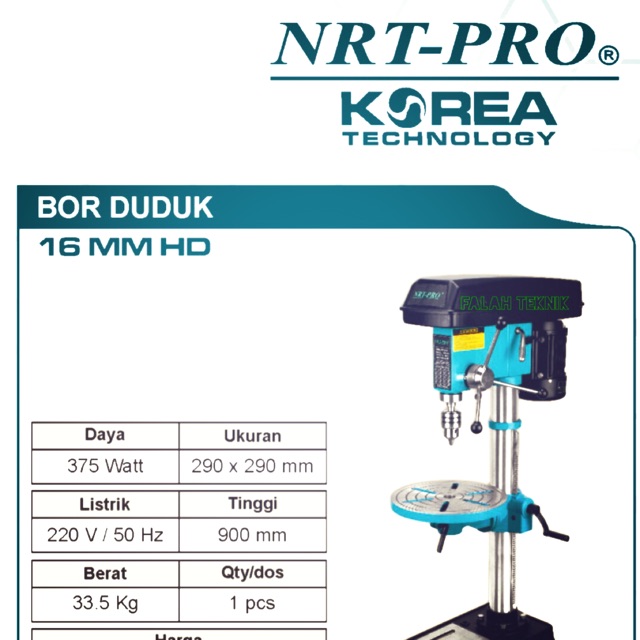 Mesin Bor Duduk 16mm NRT PRO Bench Drill TECHNOLOGY KOREA