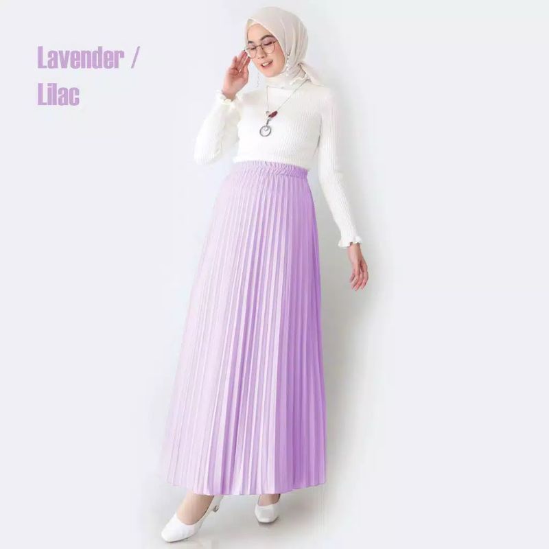 ROK WANITA PLISKET ( PREMIUM )-Lavender