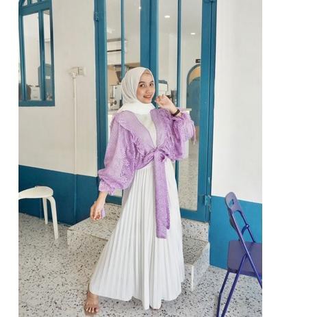 ● Lace Outer Ruffle Kamera / Outer Brokat Premium / Cardigan Lengan Serut ♥