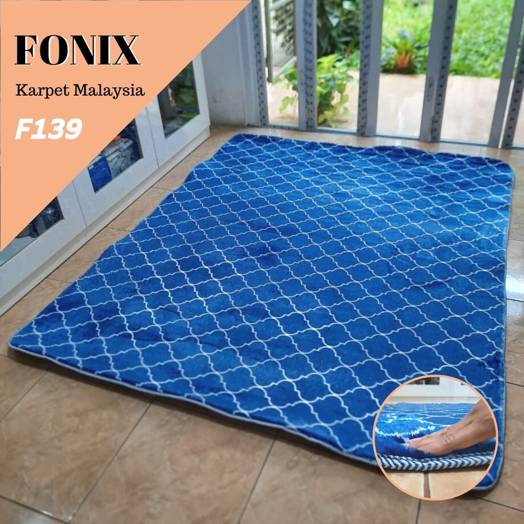 Karpet Busa FONIX Malaysia Bulu Super Lembut Anti Slip 160 x 190 Minimalis F139, Rasfur Korea