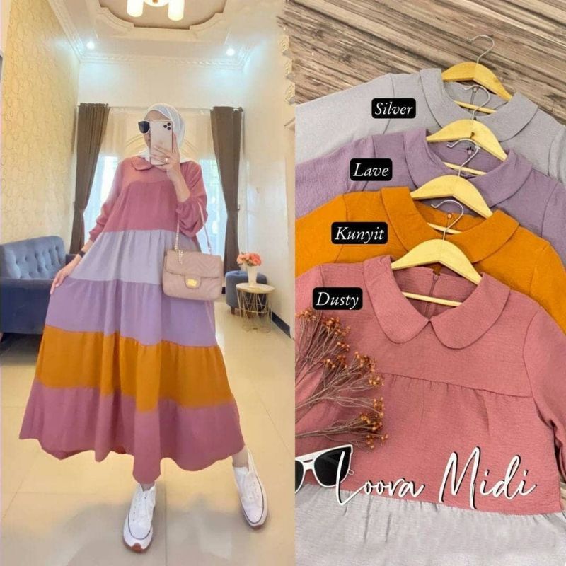 LORA MIDI DRESS JUMBO RAYON ADEM MIDI DRESS DAILY BUSUI MIDI DRESS PARIASI EMPAT WARNA PAKAIAN WANITA REMAJA 2022 MIDI DRESS JUMBO TERLARIS