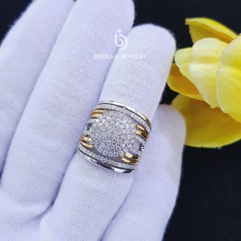 Cincin besar emas berlian eropa asli  natural diamond sertifikat