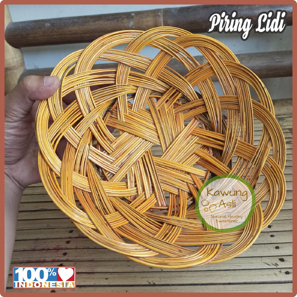 Piring Lidi Anyaman dari Pohon Aren bukan Rotan sudah Plitur Kayu