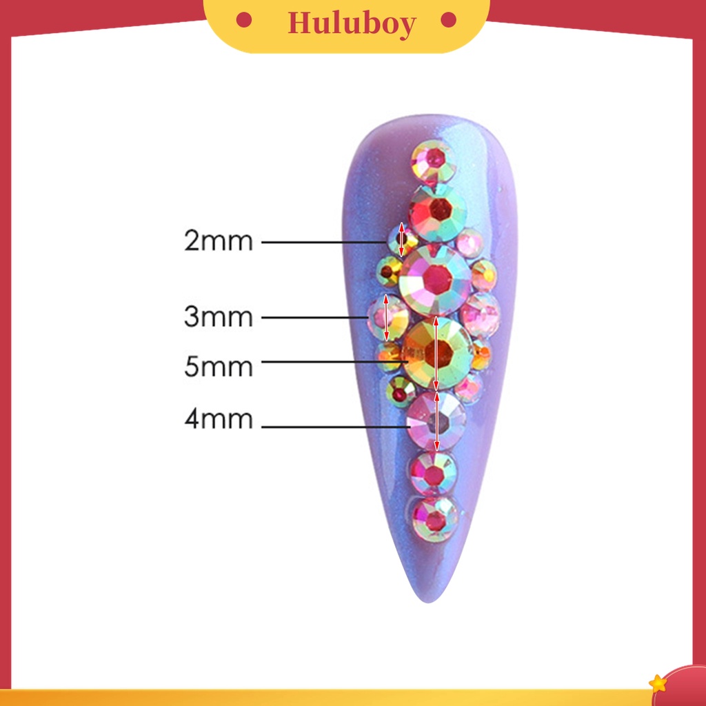 Huluboy Huluboy♡ 6 Grids / Box Berlian Imitasi 3D Warna-Warni Untuk Dekorasi Nail Art