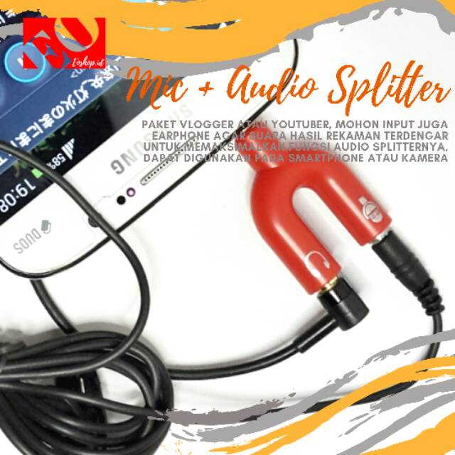 Paket Vlogger/Youtuber (Mic + Audio Splitter) Smartphone/Kamera