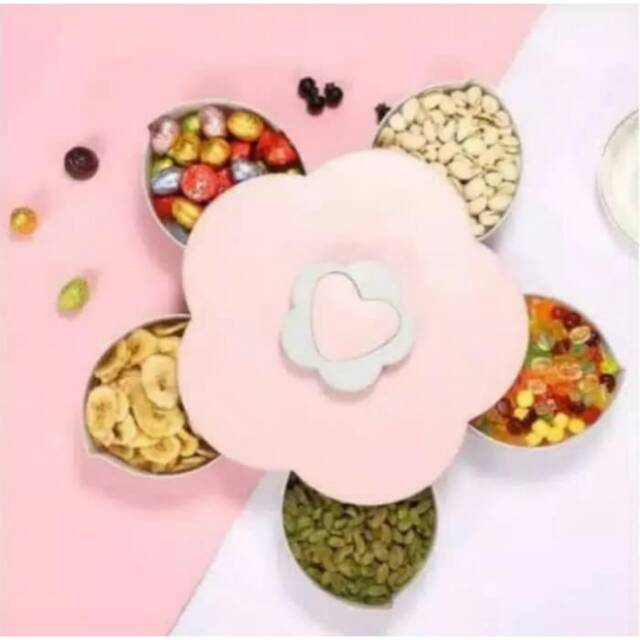 Toples Bunga Mekar Toples Snack / Kue / Permen 5 Ruang