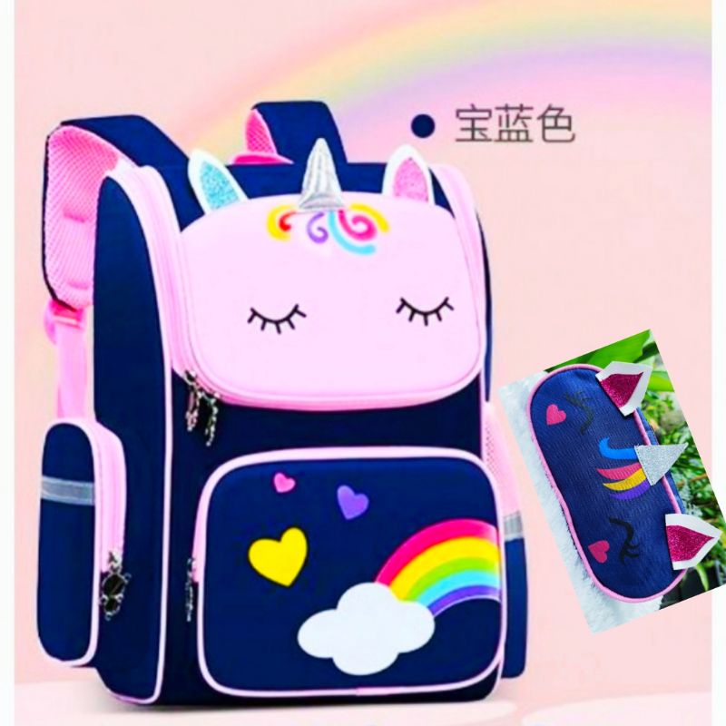 tas anak perempuan unicorn TK SD/ransel anak perempuan free tempat pensil/tas gendong anak SD/tas punggung anak cewek/tas anak cewek/ransel kudaponi