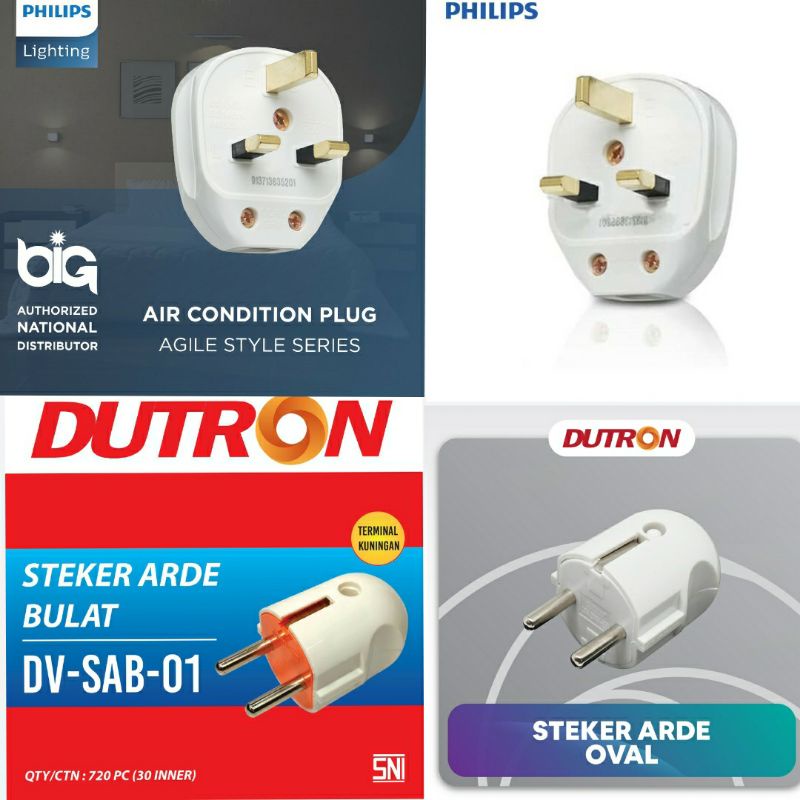 Dutron Steker Bulat Colokan Arde Pin Kuningan Dutron DV SAB-01/ Steker Colokan 3 pin AC , Steker Colokan Philips