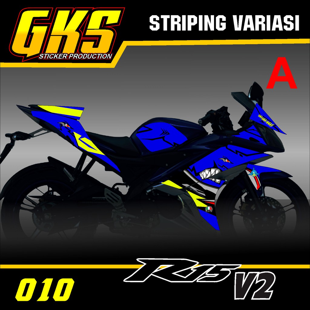 Bisa COD Sticker Stiker Striping Variasi R15 V2 New Keren Simple-Desain SHARK HIU GKS-10