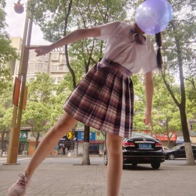 SALE SEIFUKU JKT48 LOVE LIVE/SERAGAM SEKOLAH JEPANG PURPLE MINI SKIRT SET READY SIAP KIRIM