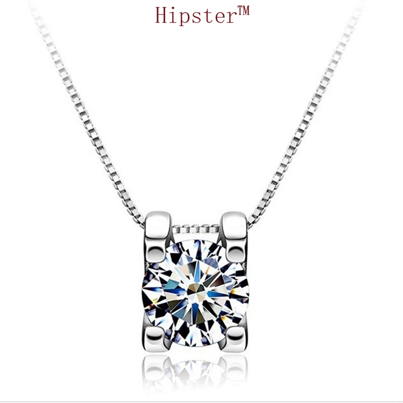 Japan and South Korea Simple and Short White Crystal Diamond Pendant Clavicle Chain