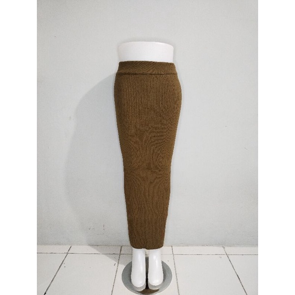 rajut premium, rok span rajut, rok span rajut, rok knit rajut premium-bronze