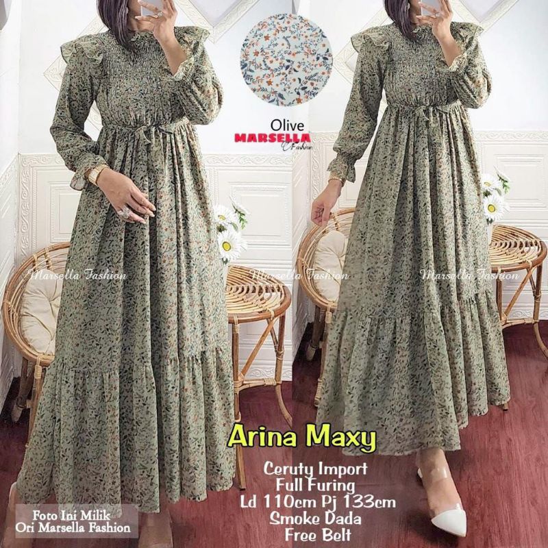 Arina maxy//Dress//Dress Wanita//Dress Muslim//Dress Daily//Gamis Wanita//Gamis Muslim