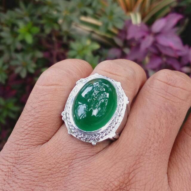 Cincin batu akik green chalsedony like ijo garut super grade A