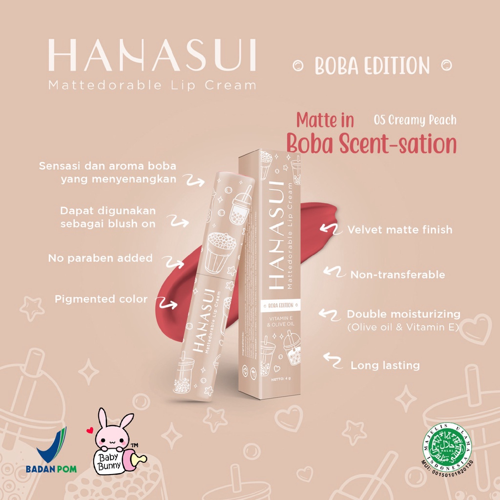 ❤ BELIA ❤ HANASUI Mattedorable Lip Cream | Tintdorable Lip Tint | Tintdorable Lip Stain | Lip Tint | BPOM | HALAL | Liptint lipstick kosmetik bibir aqua jelly tint transferproof