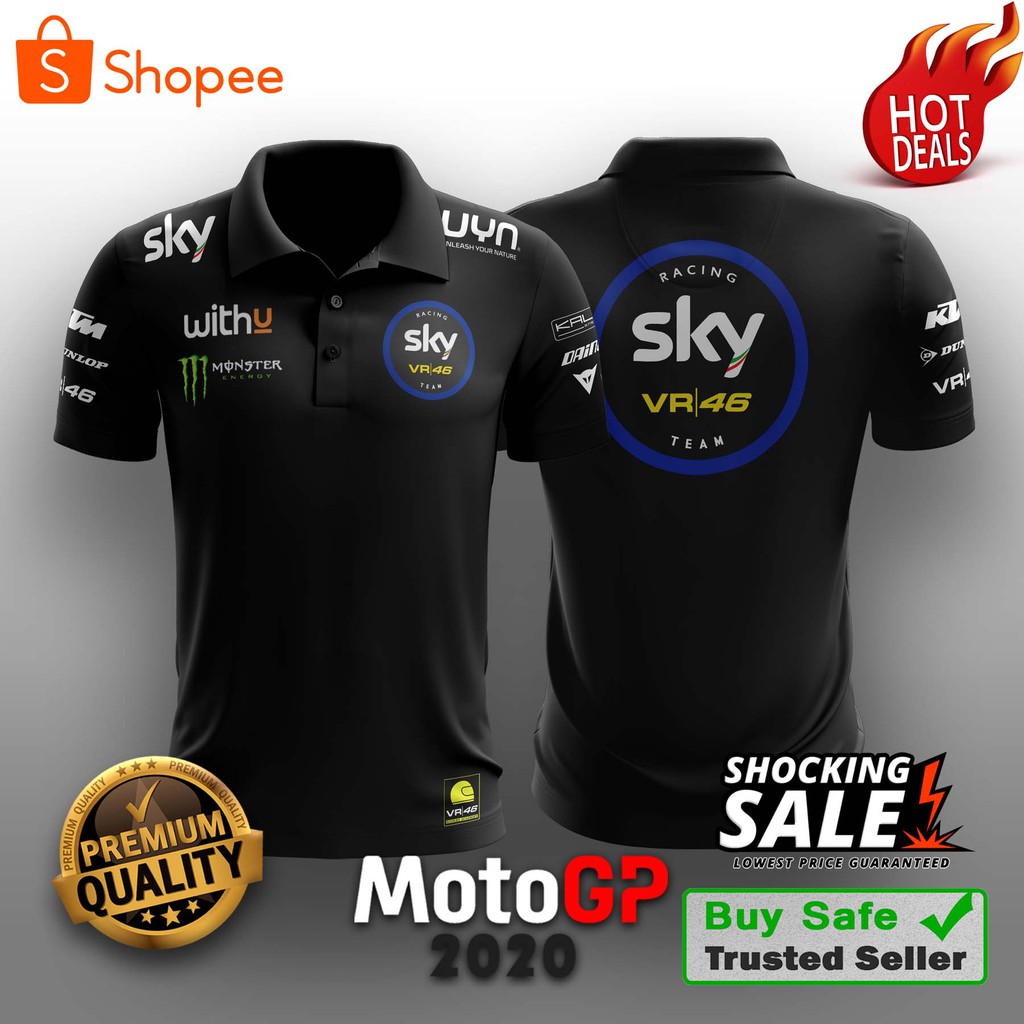 ⭐️⭐️⭐️⭐️⭐️POLO LOGOMIX T-shirt Polo Collar Sky Racing MotoGP Blacksize XS-3XL LOGO SABLON / LOGOSABL