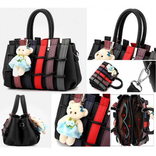 tas lengan totebag hitam warna kalem wanita resleting bisa selempang