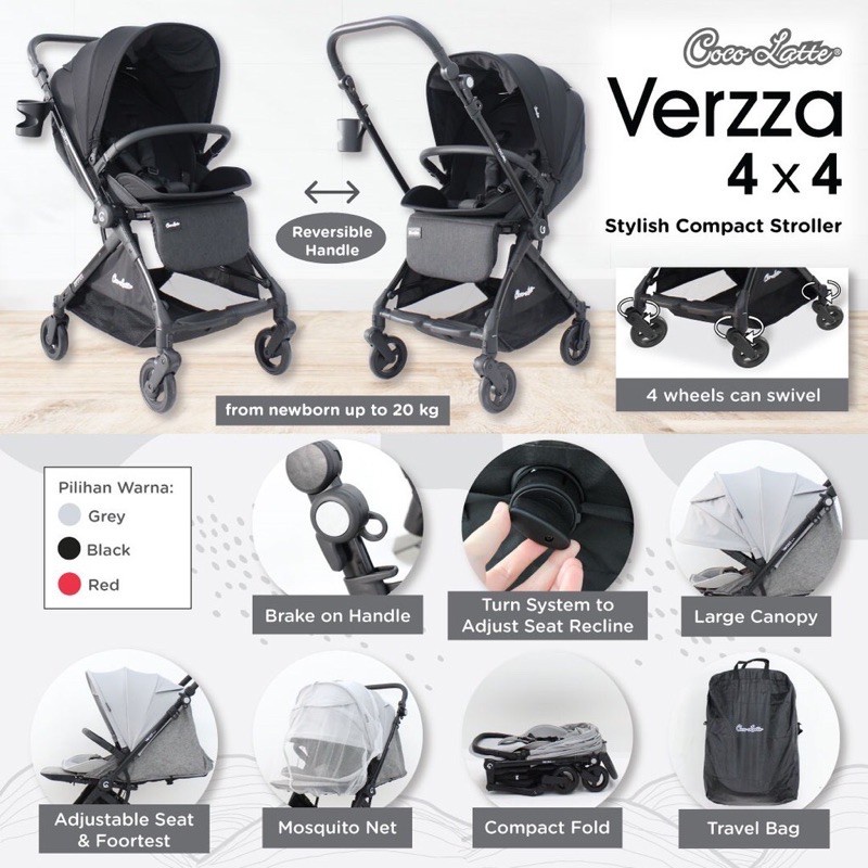 Cocolatte Stroller Verzza 4x4 Reversible / Kereta Dorong Hadap Ibu