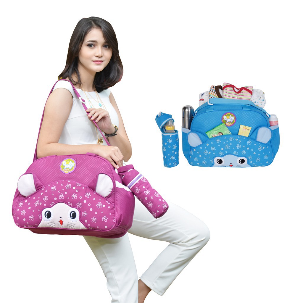 Baby Joy Tas Bayi Besar + Tempat Botol Susu Melody Series BJT1019 Tas Traveling Bayi 92-4232