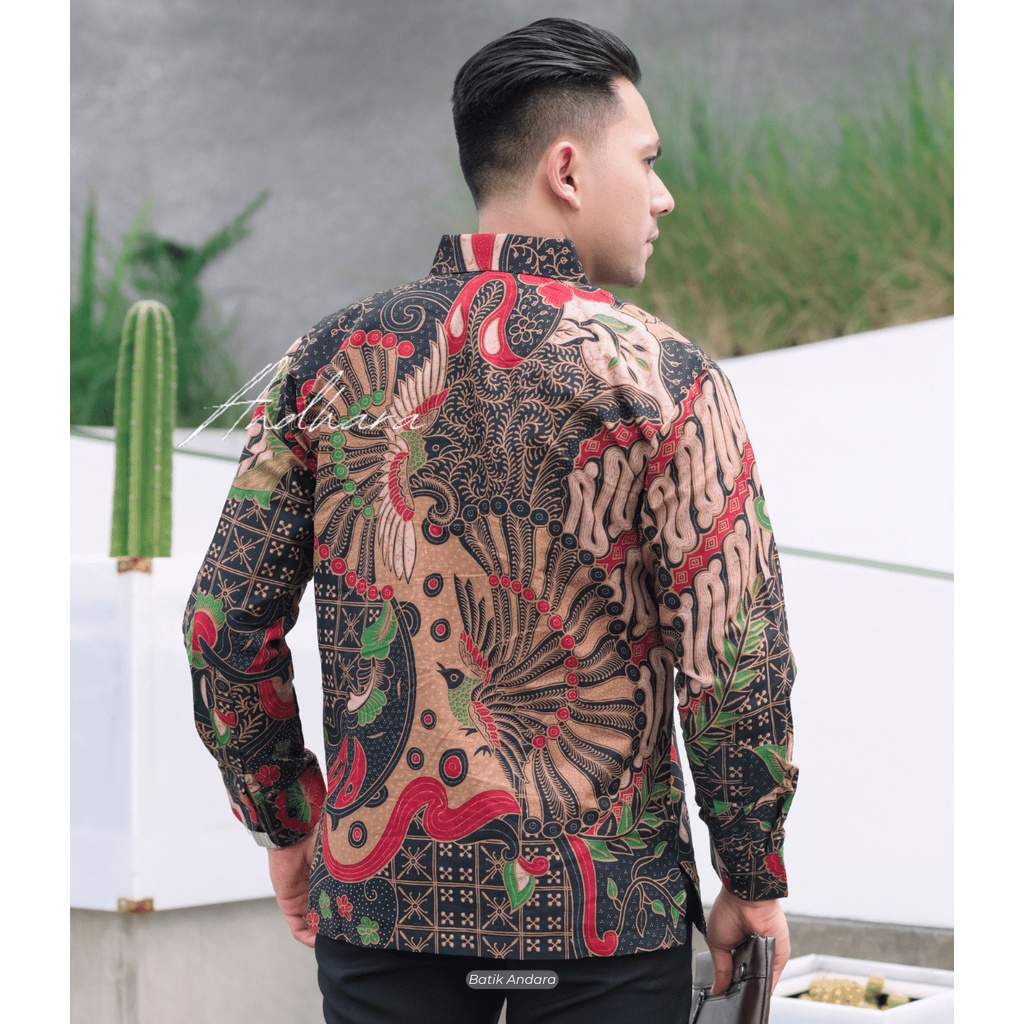 Kemeja Batik Pria Lengan Panjang Slimfit Modern Kasual Premium HRY1