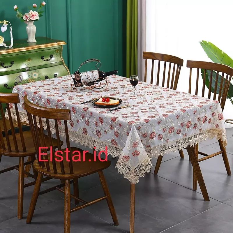 TAPLAK MEJA MAKAN / TAPLAK MEJA RENDA IMPORT/ TAPLAK MEJA MAKAN MEWAH 4-8 KURSI