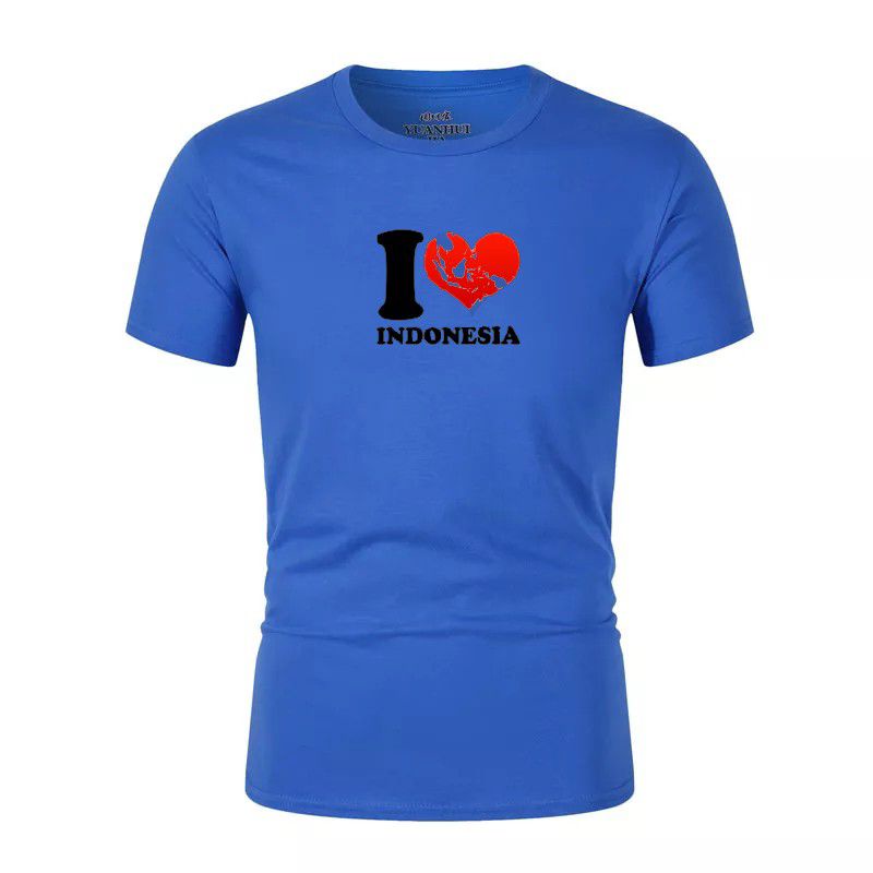 Kaos Pria Distro I love Indonesia Lengan Pendek Tshirt Lelaki Dewasa Baju Oblong Cod