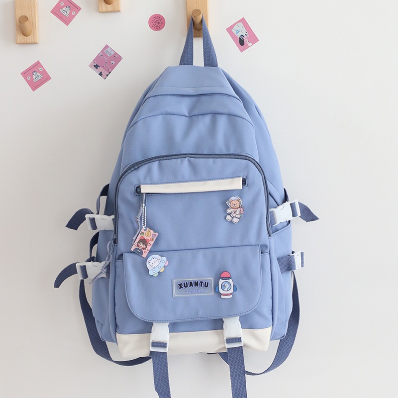 Desilstyle Baru Populer 2022 Tas Sekolah Wanita Versi Korea Ransel Siswa Sekolah Menengah Pertama Sekolah Dasar Dalam Ransel Jepang Ransel Korea Murah Tas Punggung Perempuan Dewasa Sederhana Backpack Anak Perempuan Sekolah SD SMP SMA SMK KULIAH-Biru Muda