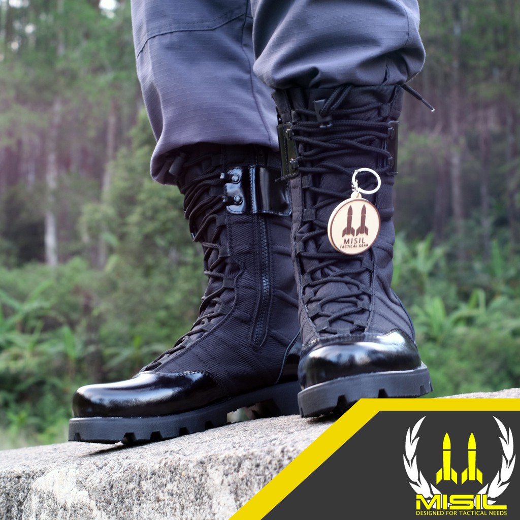 MISIL Sepatu pdl tni polri ninja titan sol radial  kulit sapi asli kombinasi kanvas anti air/ sepatu
