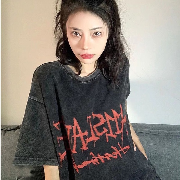 t shirt Hitam(washed) kaos t shir huruf baju wanita shirt oversize kaos oversize wanita t shirt korea baju kaos kaos atasan oversize kaos t shirt oversize  t baju wanita