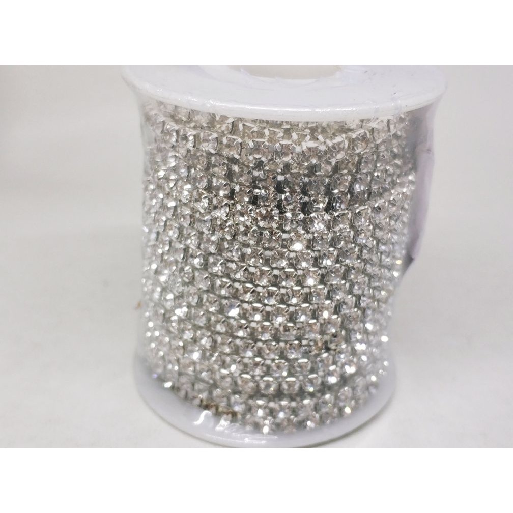 Permata/ Diamond Cangkang Renteng Rapat ss14 Silver/Gold AB KW1. per roll