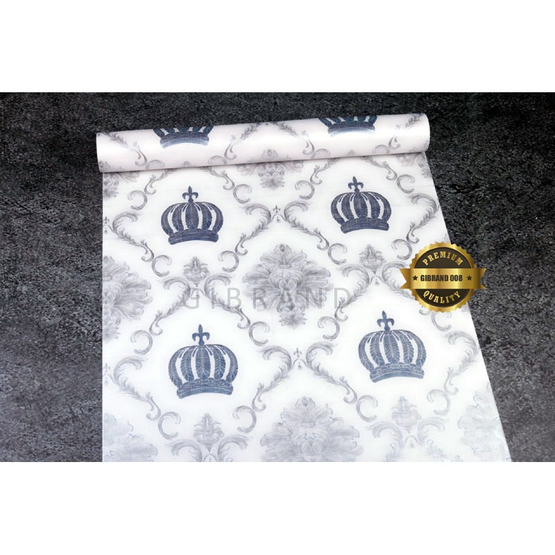 Wallpaper Dinding Stiker Motif Batik Mahkota Abu  Ukuran 45 cm x 10 meter