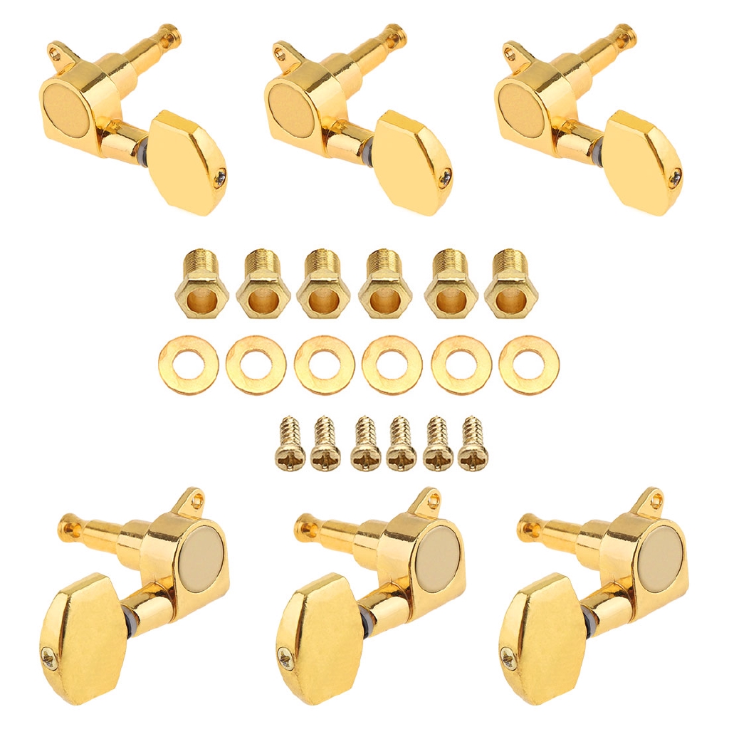 6pcs Tuning Pegs 3R + 3L Lapis Emas Untuk Gitar