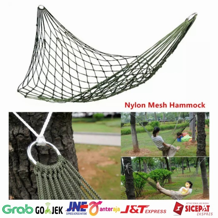 NYLON MESH HAMMOCK / AYUNAN TALI RAJUT SINGLE / AYUNAN GANTUNG RAJUT