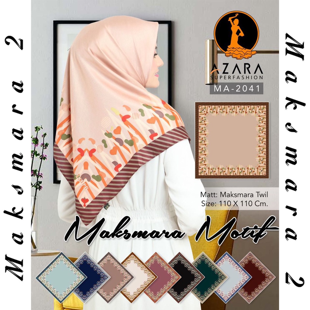 Segiempat Motif Hijab SILK OLIVIA MOTIF UMAMA 110x110 Butter Silk Velvet Motif-Maksmara 2