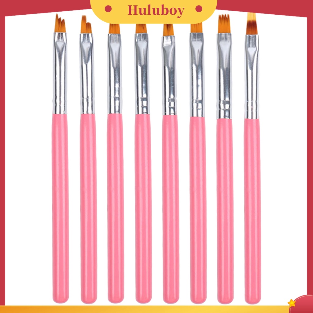 Huluboy Huluboy♡ 8pcs / Set Pen Brush Untuk Menggambar Bunga / Garis Kutek UV Gel Manicure