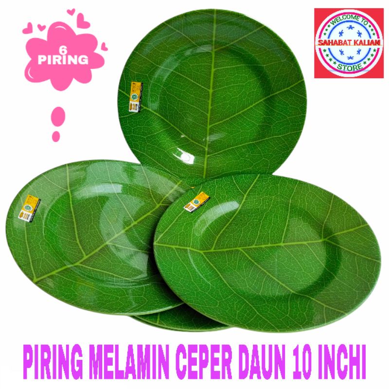 (6 PCS) PIRING MELAMIN CEPER MOTIF DAUN GOLDEN DRAGON P0210D 10 INCHI