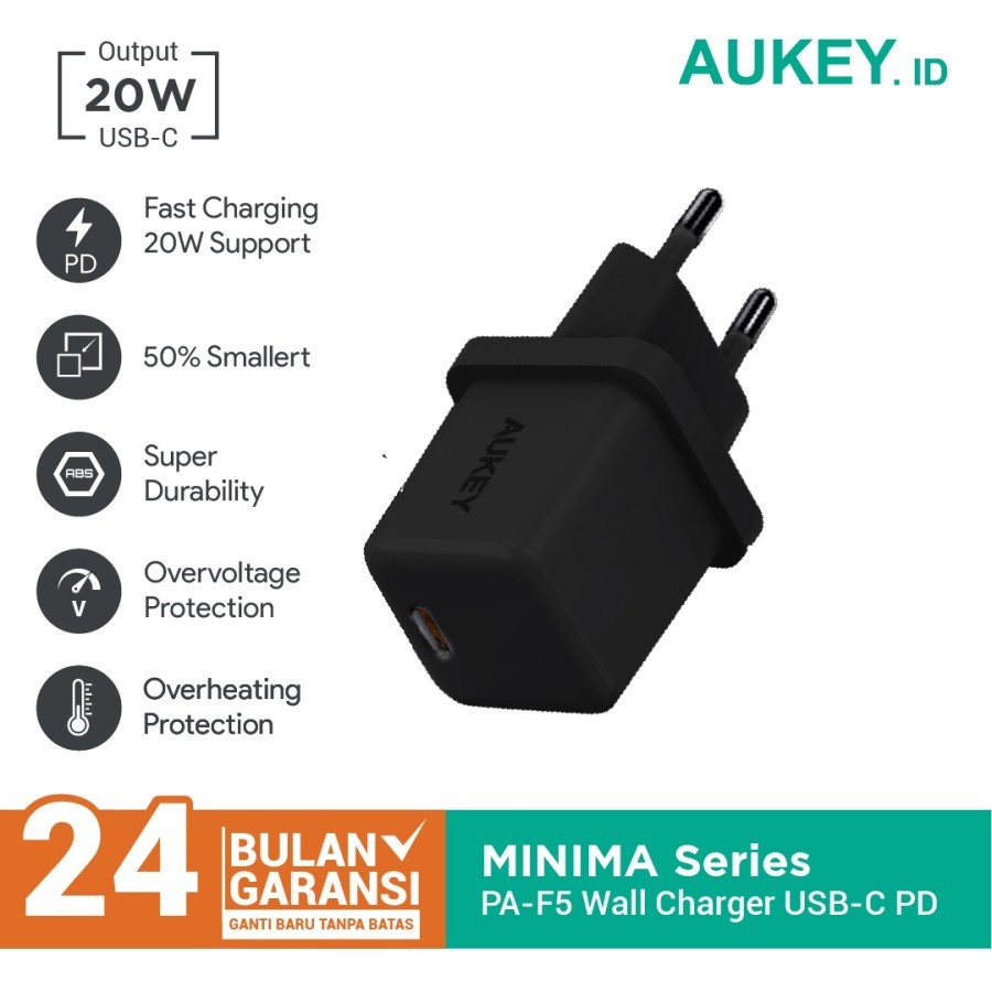 Charger Original Aukey PA-F5 Minima Series 20W USB-C PD