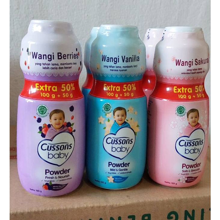 Cusson Baby Powder 100g+50g/ 200+100g | Pink | Biru | Ungu