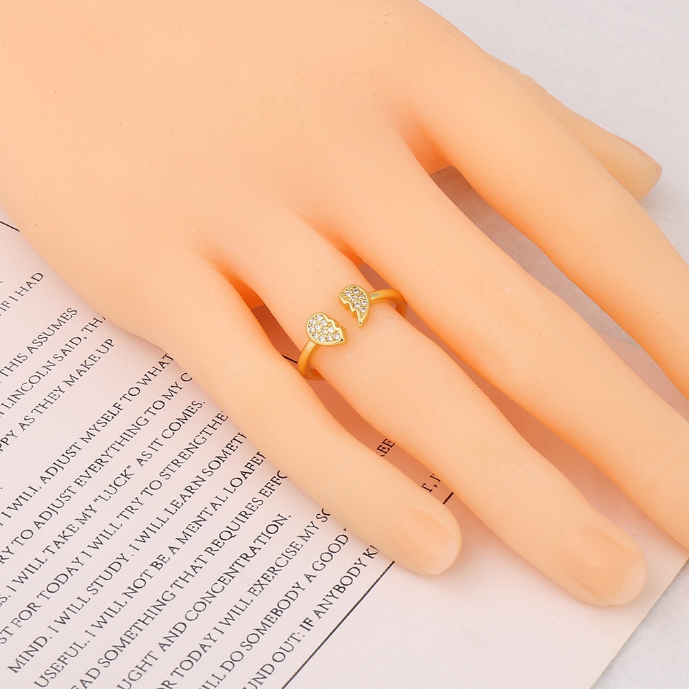 Ornamen mikro bertatahkan internet influencer snap jalan terbuka cincin CINTA berbentuk hati cincin