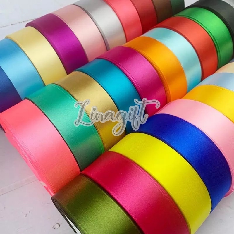 ( 3 Meter ) PITA SATIN POLOS 40MM / 1.5 IN ( 4CM ) - SATEEN SILK RIBBON 11/2 INCH BUNGKUS KADO PITA KADO