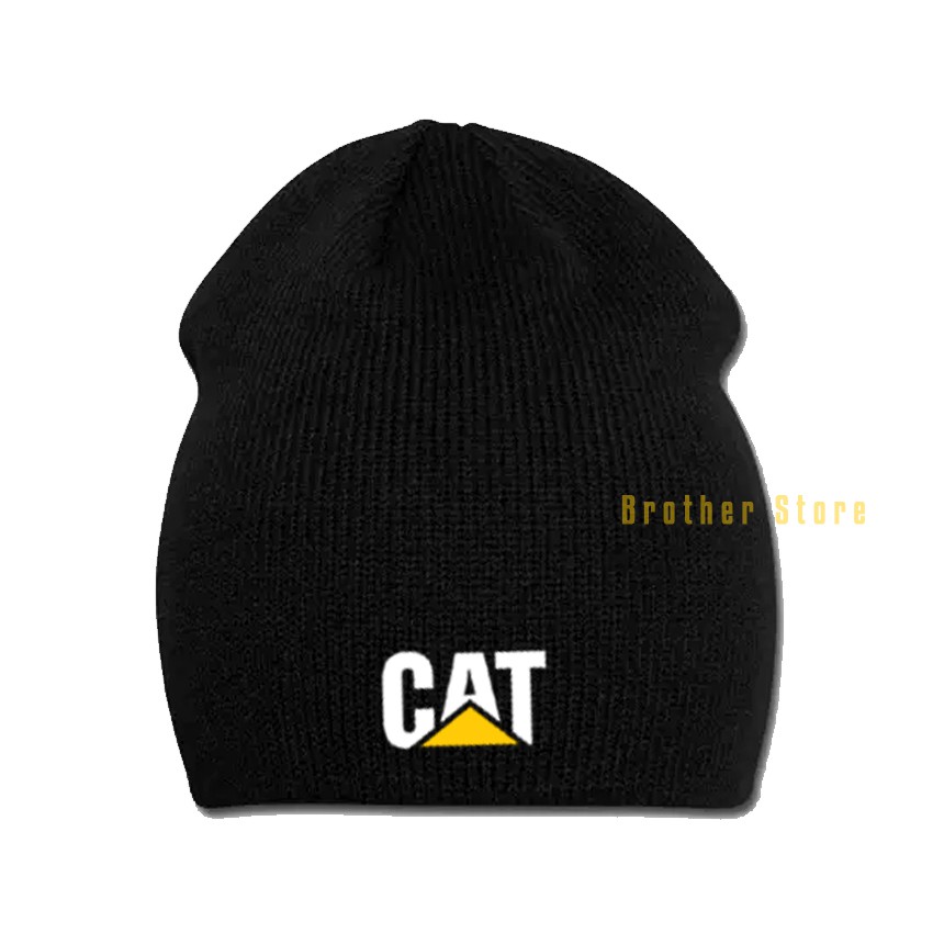 Topi Kupluk Cat Logo White Yellow - Black Premium