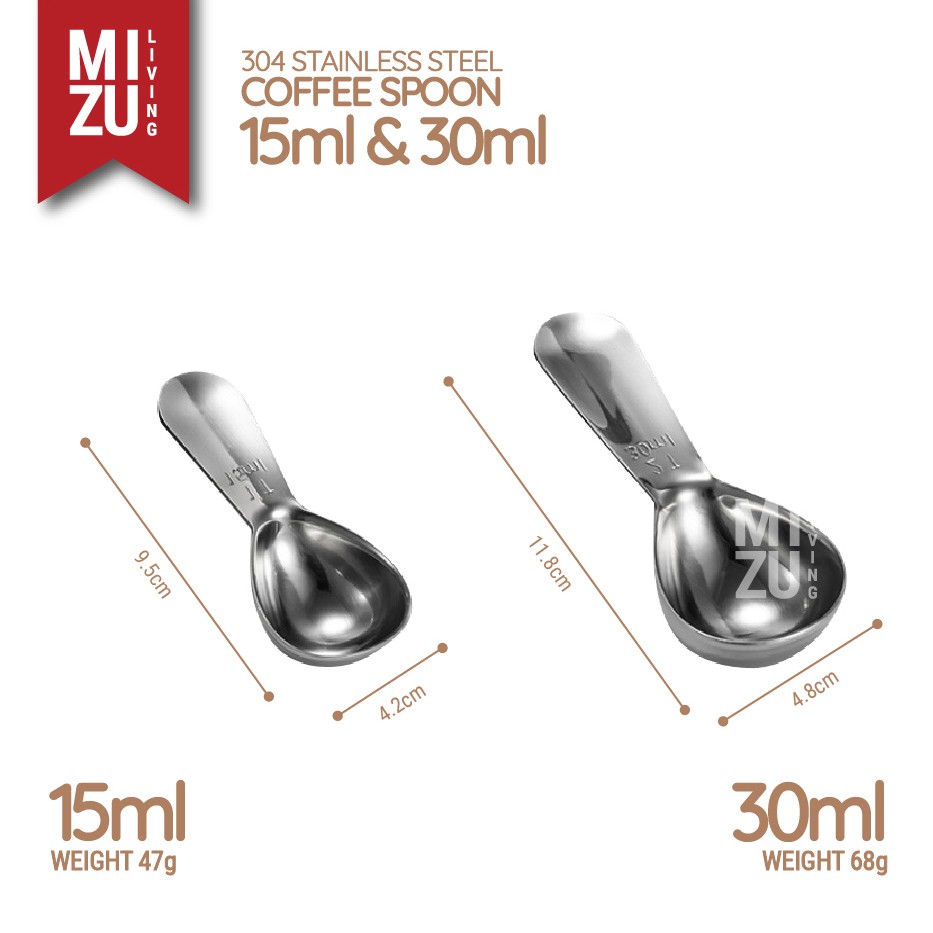 GEMINIS 2 in 1 Coffee Scoop Stainless Steel Measuring Spoon Kopi Teh BPA-Free