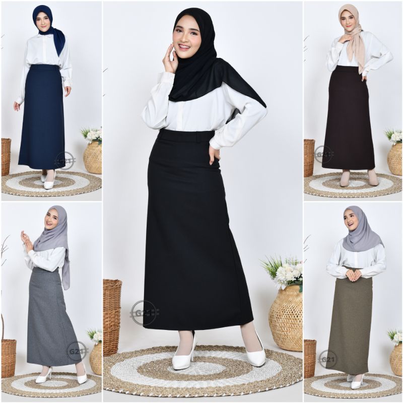 Rok Kerja Panjang Hitam Rok A Line Bahan Formal Kantor